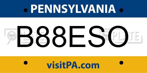 B88ESO Pennsylvania License Plate