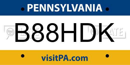 B88HDK Pennsylvania License Plate