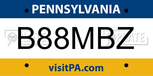 B88MBZ Pennsylvania License Plate