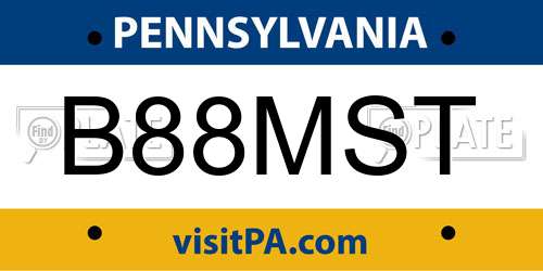 B88MST Pennsylvania License Plate