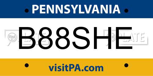 B88SHE Pennsylvania License Plate