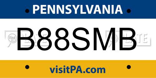 B88SMB Pennsylvania License Plate