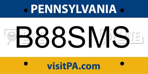 B88SMS Pennsylvania License Plate