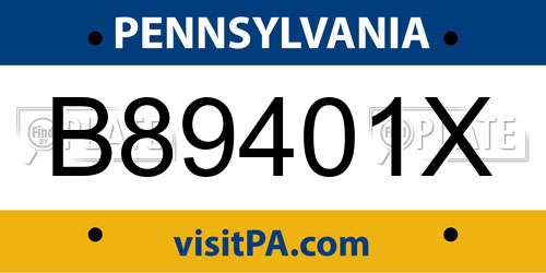 B89401X Pennsylvania License Plate