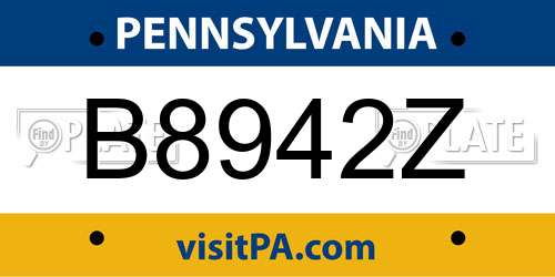 B8942Z Pennsylvania License Plate