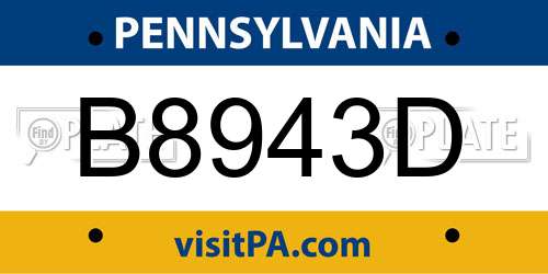 B8943D Pennsylvania License Plate