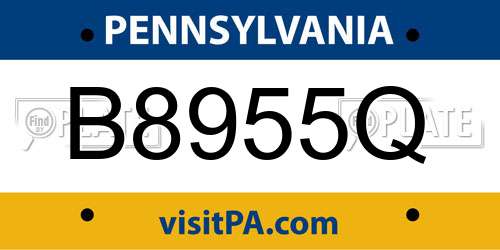 B8955Q Pennsylvania License Plate