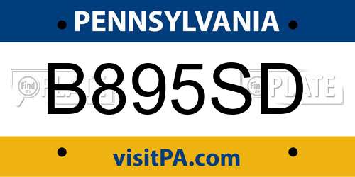 B895SD Pennsylvania License Plate