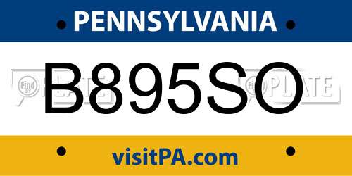 B895SO Pennsylvania License Plate