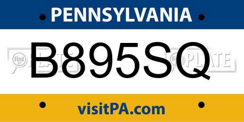 B895SQ Pennsylvania License Plate
