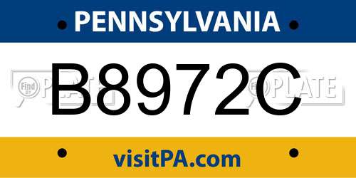 B8972C Pennsylvania License Plate