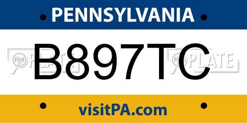 B897TC Pennsylvania License Plate