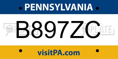 B897ZC Pennsylvania License Plate