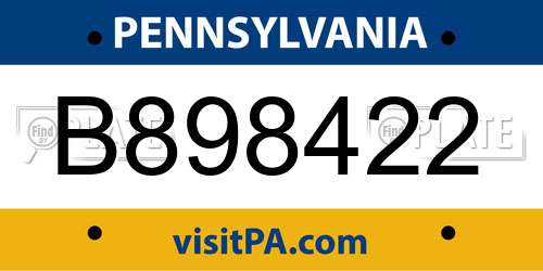 B898422 Pennsylvania License Plate