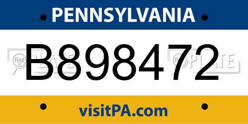 B898472 Pennsylvania License Plate