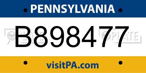 B898477 Pennsylvania License Plate