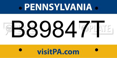 B89847T Pennsylvania License Plate