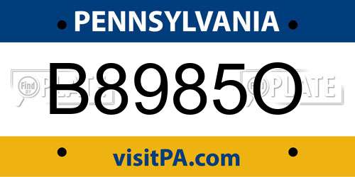 B8985O Pennsylvania License Plate