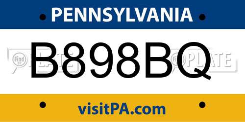 B898BQ Pennsylvania License Plate