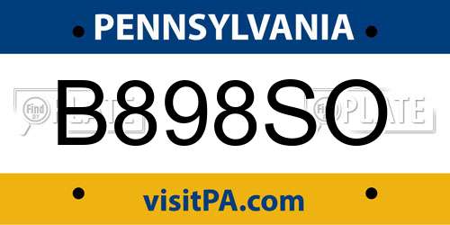 B898SO Pennsylvania License Plate