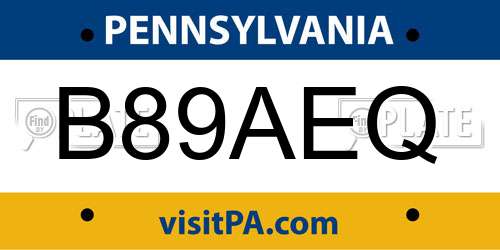 B89AEQ Pennsylvania License Plate