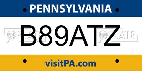 B89ATZ Pennsylvania License Plate