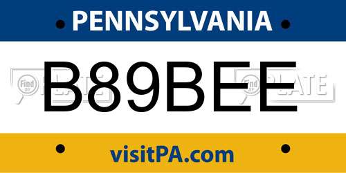B89BEE Pennsylvania License Plate