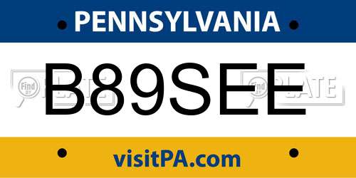 B89SEE Pennsylvania License Plate