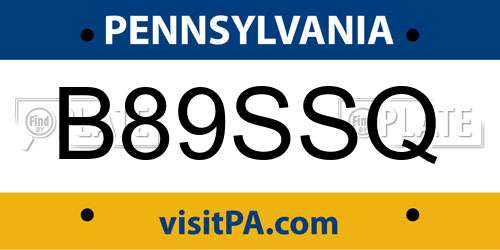 B89SSQ Pennsylvania License Plate