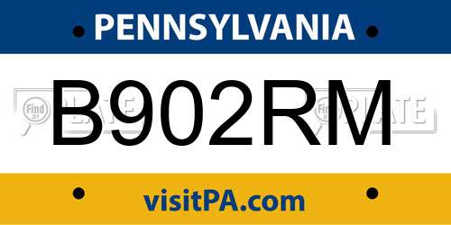 B902RM Pennsylvania License Plate