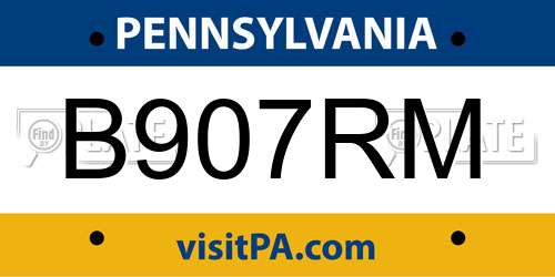 B907RM Pennsylvania License Plate