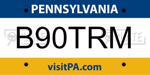 B90TRM Pennsylvania License Plate