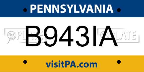 B943IA Pennsylvania License Plate