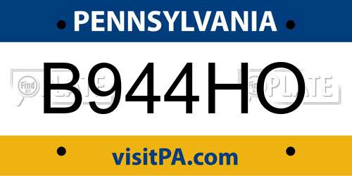 B944HO Pennsylvania License Plate