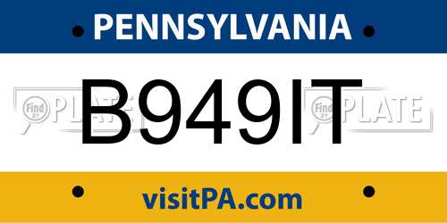 B949IT Pennsylvania License Plate