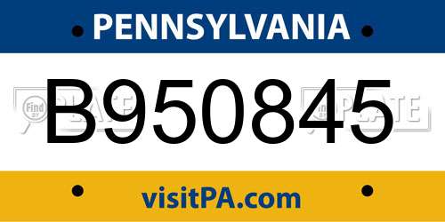 B950845 Pennsylvania License Plate