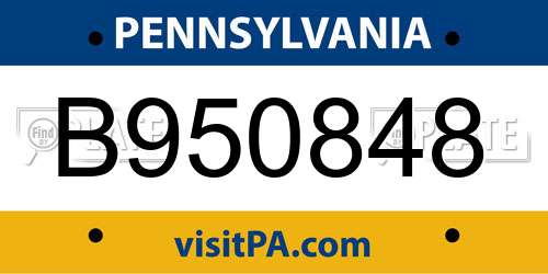 B950848 Pennsylvania License Plate