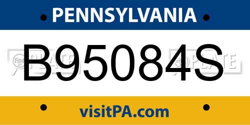 B95084S Pennsylvania License Plate