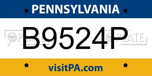 B9524P Pennsylvania License Plate