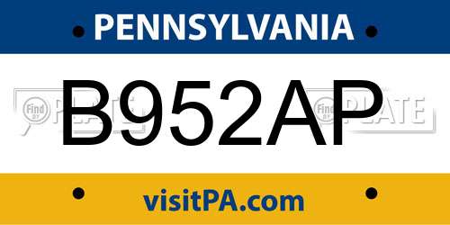 B952AP Pennsylvania License Plate