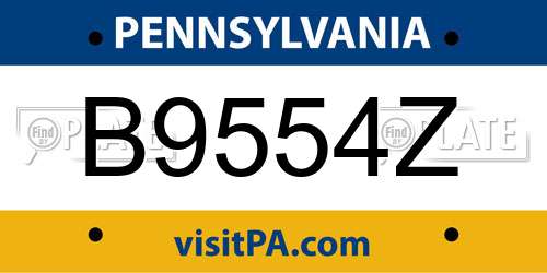 B9554Z Pennsylvania License Plate