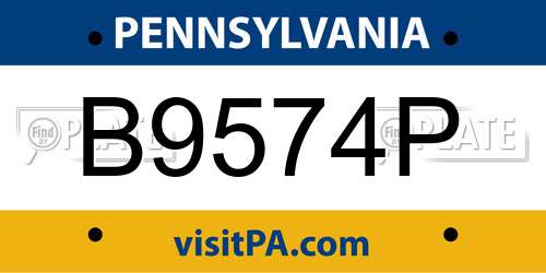 B9574P Pennsylvania License Plate