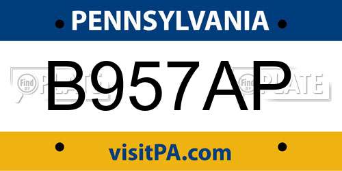B957AP Pennsylvania License Plate
