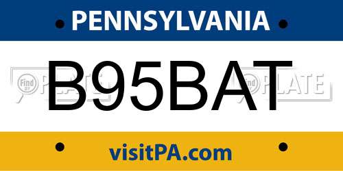 B95BAT Pennsylvania License Plate