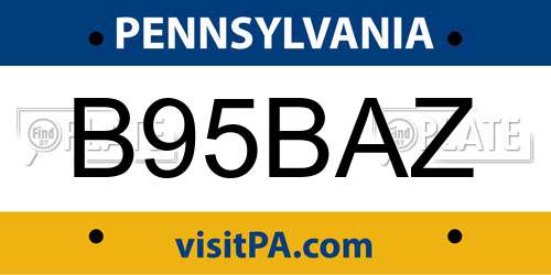 B95BAZ Pennsylvania License Plate