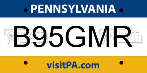 B95GMR Pennsylvania License Plate