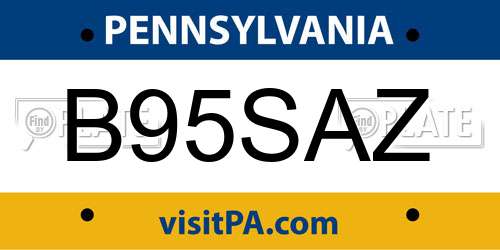 B95SAZ Pennsylvania License Plate