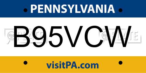 B95VCW Pennsylvania License Plate