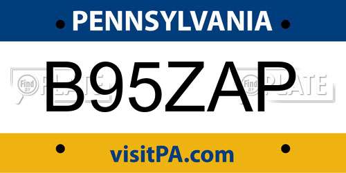 B95ZAP Pennsylvania License Plate