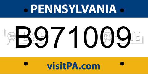 B971009 Pennsylvania License Plate